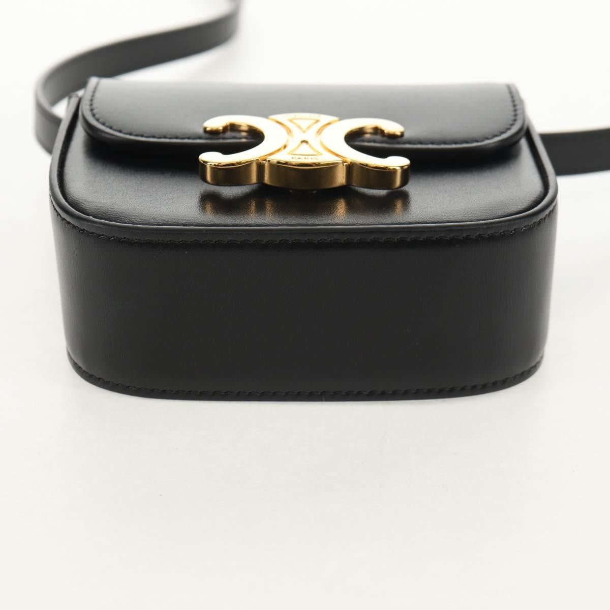 Celine Vintage Triomphe Shoulder Bag Leather, Black, Leather, Handbag