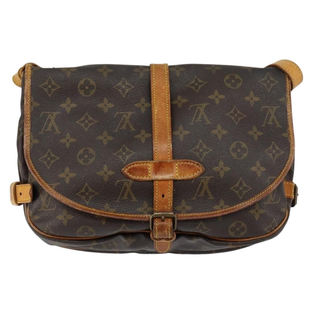Louis Vuitton Saumur Handbag Monogram Canvas, BROWN, CANVAS, Shoulder bag
