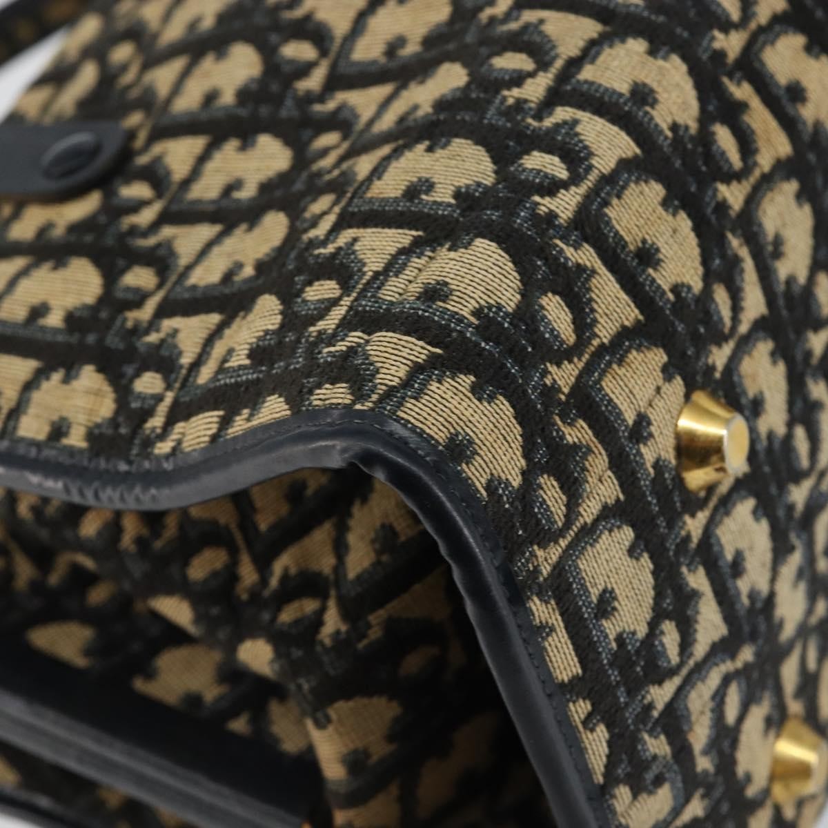 Christian Dior Vintage Trotter Handbag Canvas, NAVY, CANVAS, Handbag