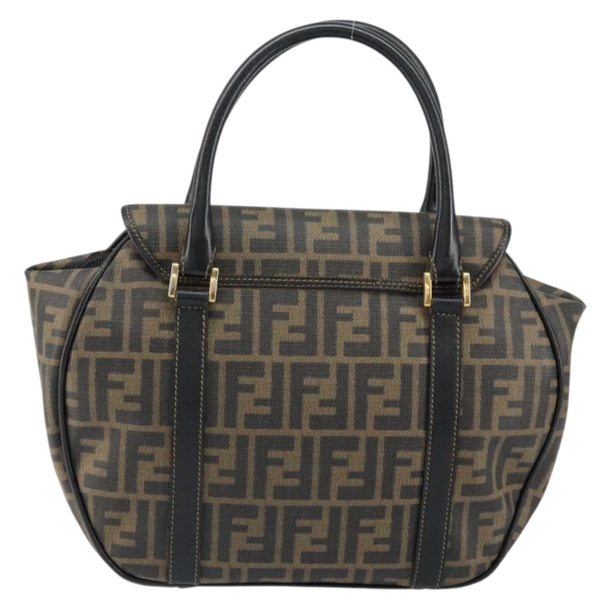 Fendi Zucca spalmati Zucca canvas spalmati flap rounded, BROWN, CANVAS, Handbag