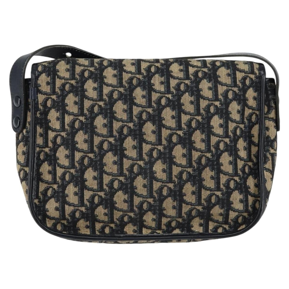 Christian Dior Vintage Trotter Shoulder Bag Canvas, NAVY, CANVAS, Shoulder bag