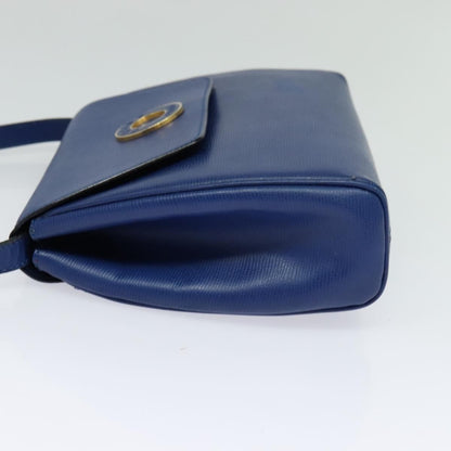 Celine Vintage Circle Logo Crossbody Bag Leather, BLUE, LEATHER, Crossbody bag