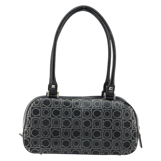 Salvatore Ferragamo Gancini handbag Leather, BLACK, LEATHER, Handbag