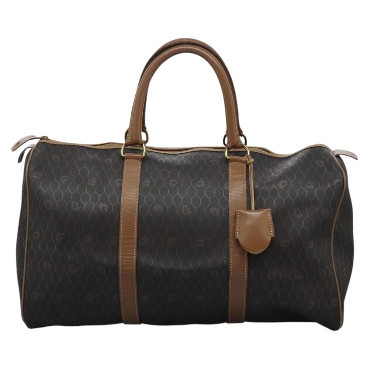 Christian Dior Vintage Honeycomb Boston bag Canvas and Leather, BLACK, PVC, Travel bag