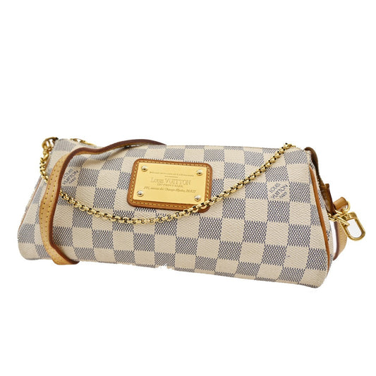Louis Vuitton Eva Handbag Damier, WHITE, CANVAS, Shoulder bag