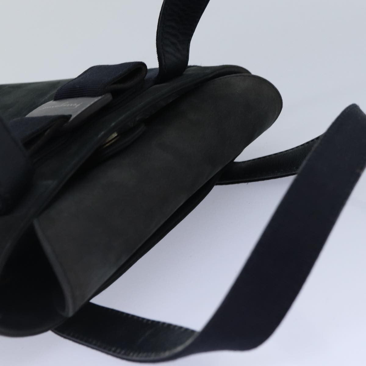 Salvatore Ferragamo Vara Bow Top Handle Bucket Bag Suede, NAVY, SUEDE, Handbag