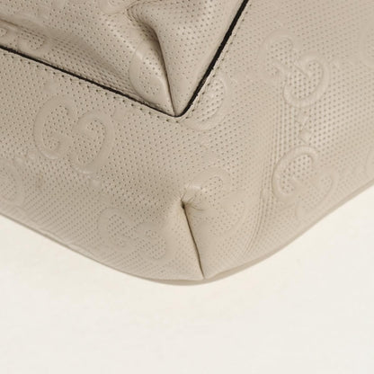 Gucci Front Pocket Belt Bag GG Embossed Perforated Leather, WHITE, CANVAS, Shoulder bag