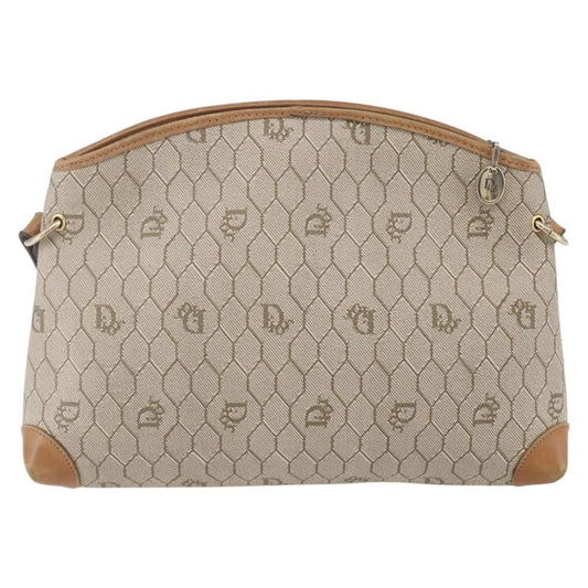 Christian Dior Vintage Honeycomb Shoulder Bag Canvas and Leather, BEIGE, CANVAS, Shoulder bag