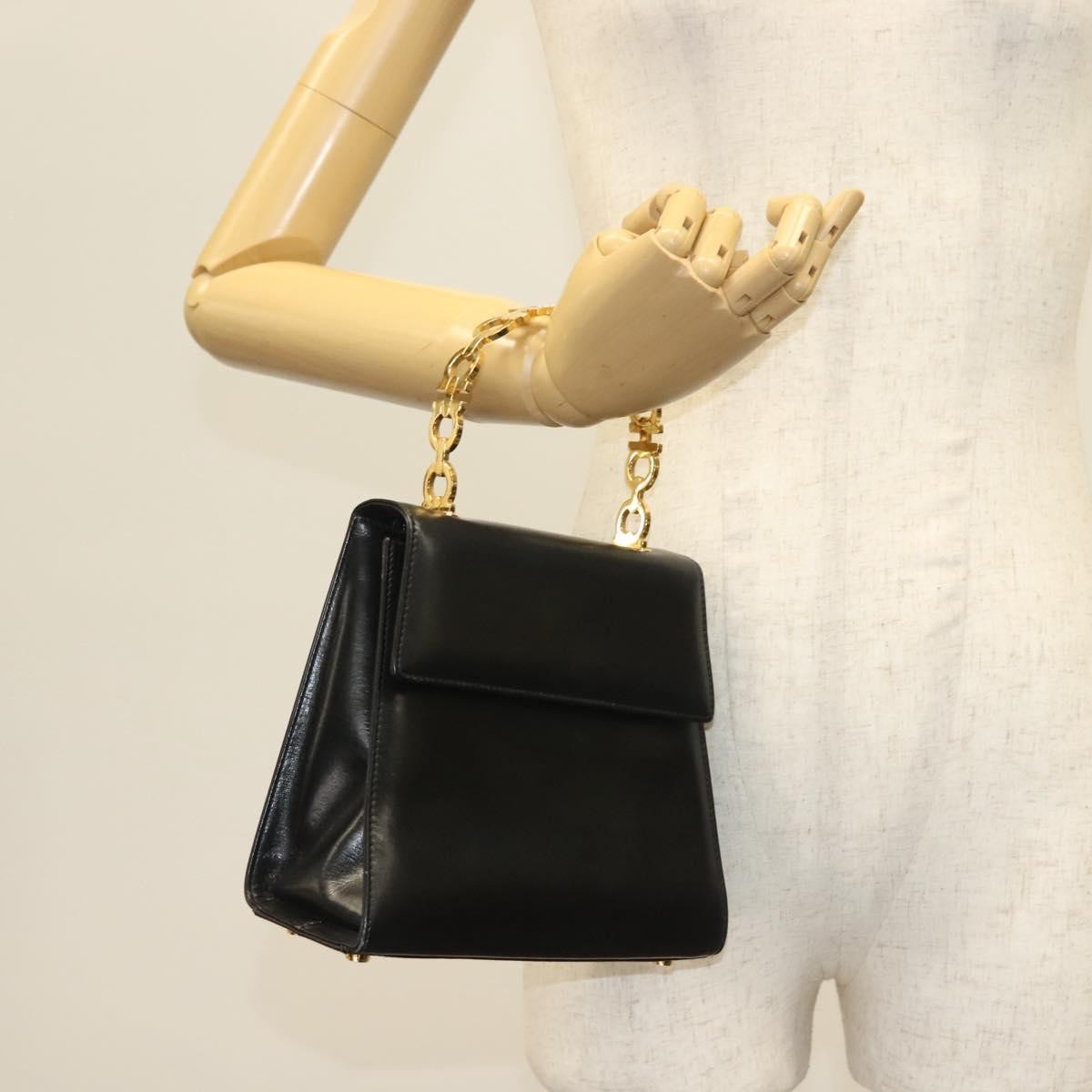 Salvatore Ferragamo Vintage Gancini Convertible Top Handle Bag Leather, BLACK, LEATHER, Handbag