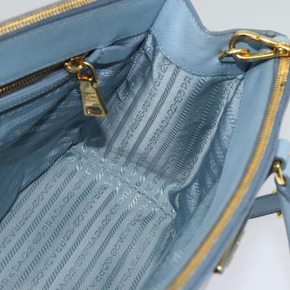 Prada Double Zip Lux Tote Saffiano Leather, BLUE, LEATHER, Handbag