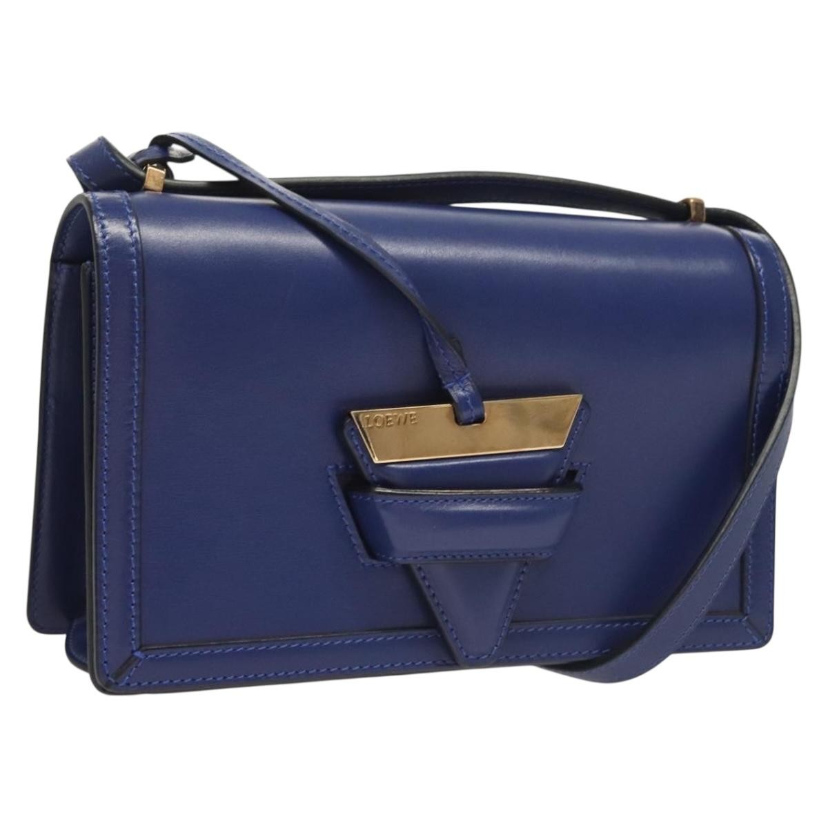 Loewe Barcelona Shoulder Bag Leather, Blue, Leather, Shoulder Bag