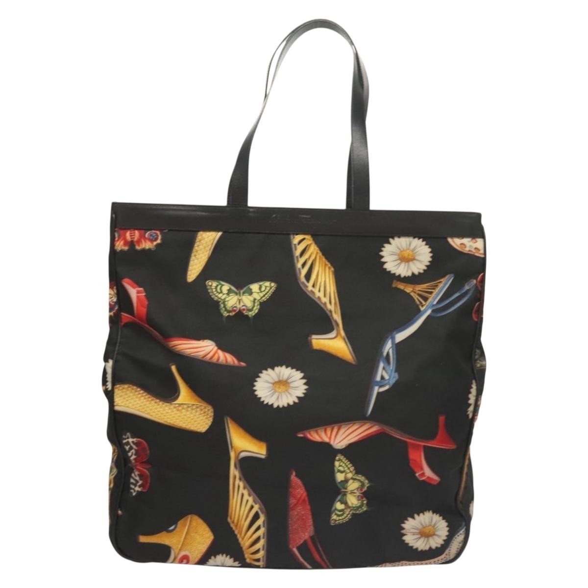 Salvatore Ferragamo Vintage Tote bag Canvas, BLACK, CANVAS, Tote bag