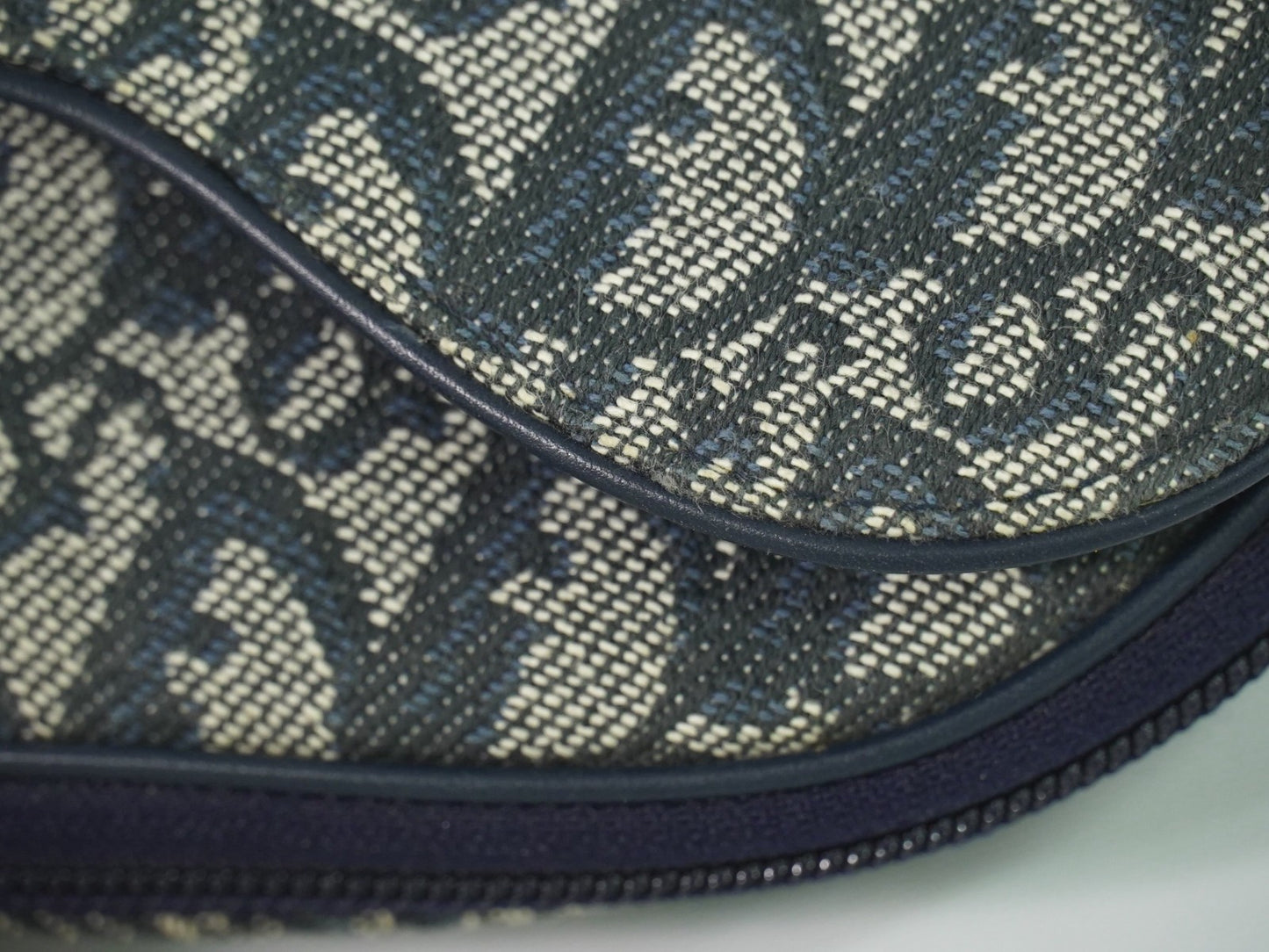 Christian Dior Saddle Zip Pouch Diorissimo Canvas, NAVY, CANVAS, Clutche & pouche