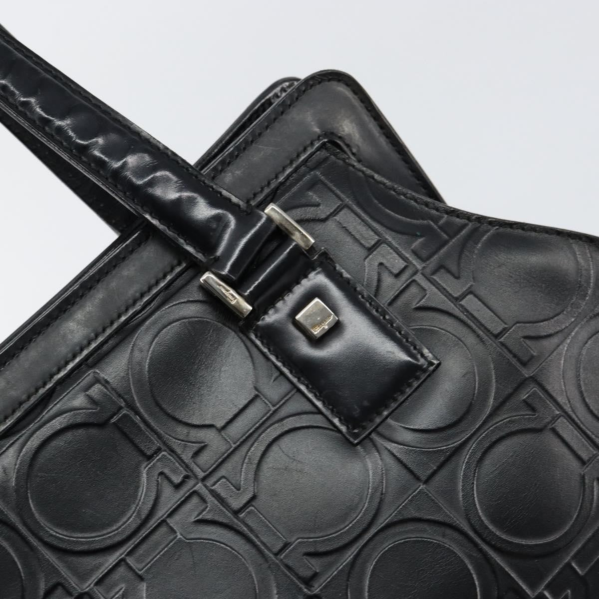 Salvatore Ferragamo Gancini Tote Leather, BLACK, LEATHER, Tote bag