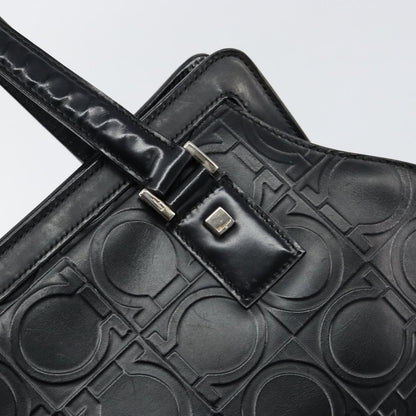 Salvatore Ferragamo Gancini Tote Leather, BLACK, LEATHER, Tote bag