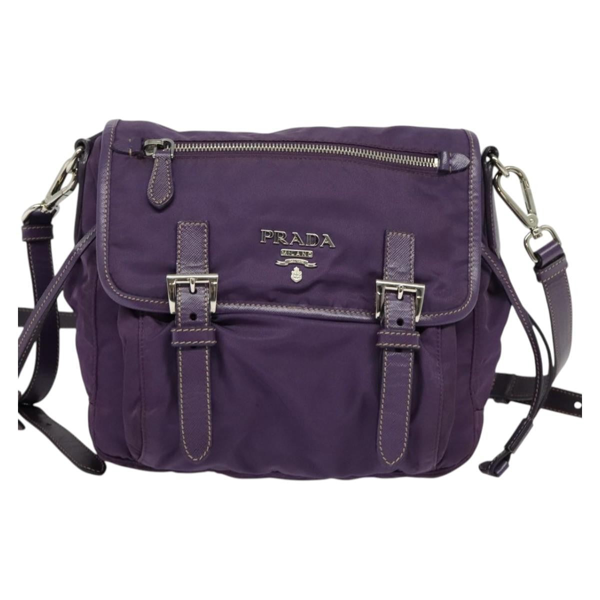Prada Double Buckle Flap Camera Bag Tessuto, PURPLE, NYLON, Shoulder bag