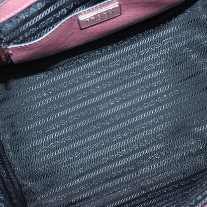 Prada Twin Pocket Convertible Tote Cervo Leather, PINK, LEATHER, Handbag