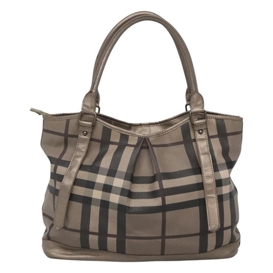 Burberry Nova Check Tote Canvas and Leather, GRAY, CANVAS, Tote bag