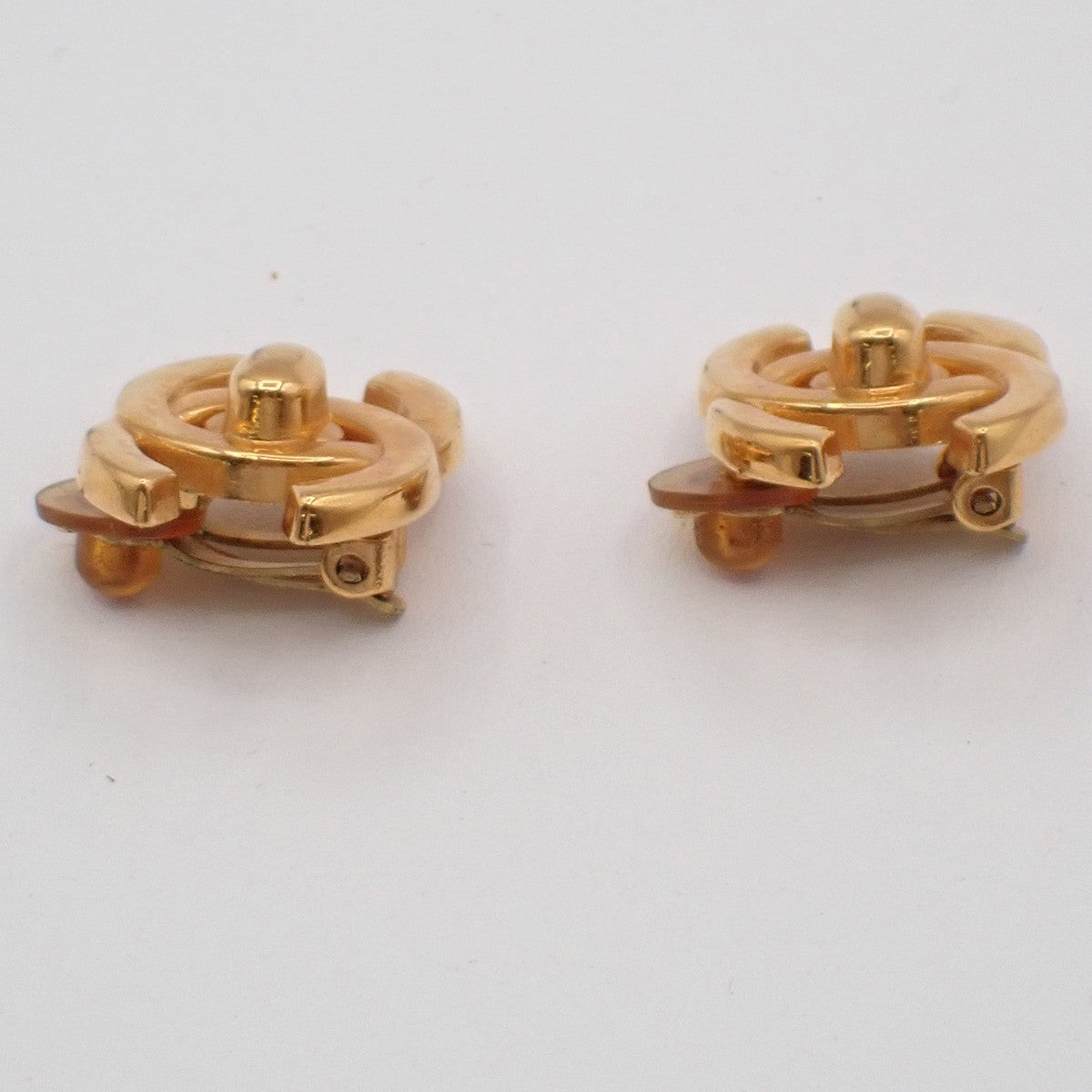 Chanel CC Button Clip-On Earrings Metal, Gold, Gold Plated, Earrings