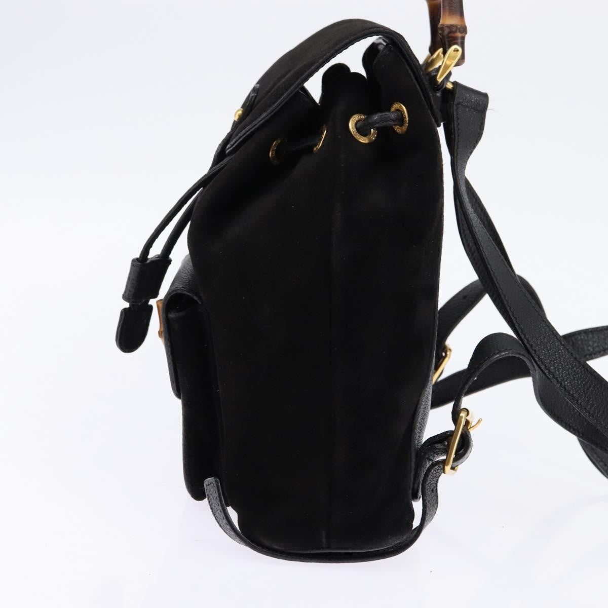 Gucci Vintage Bamboo Backpack Suede, BLACK, SUEDE, Backpack