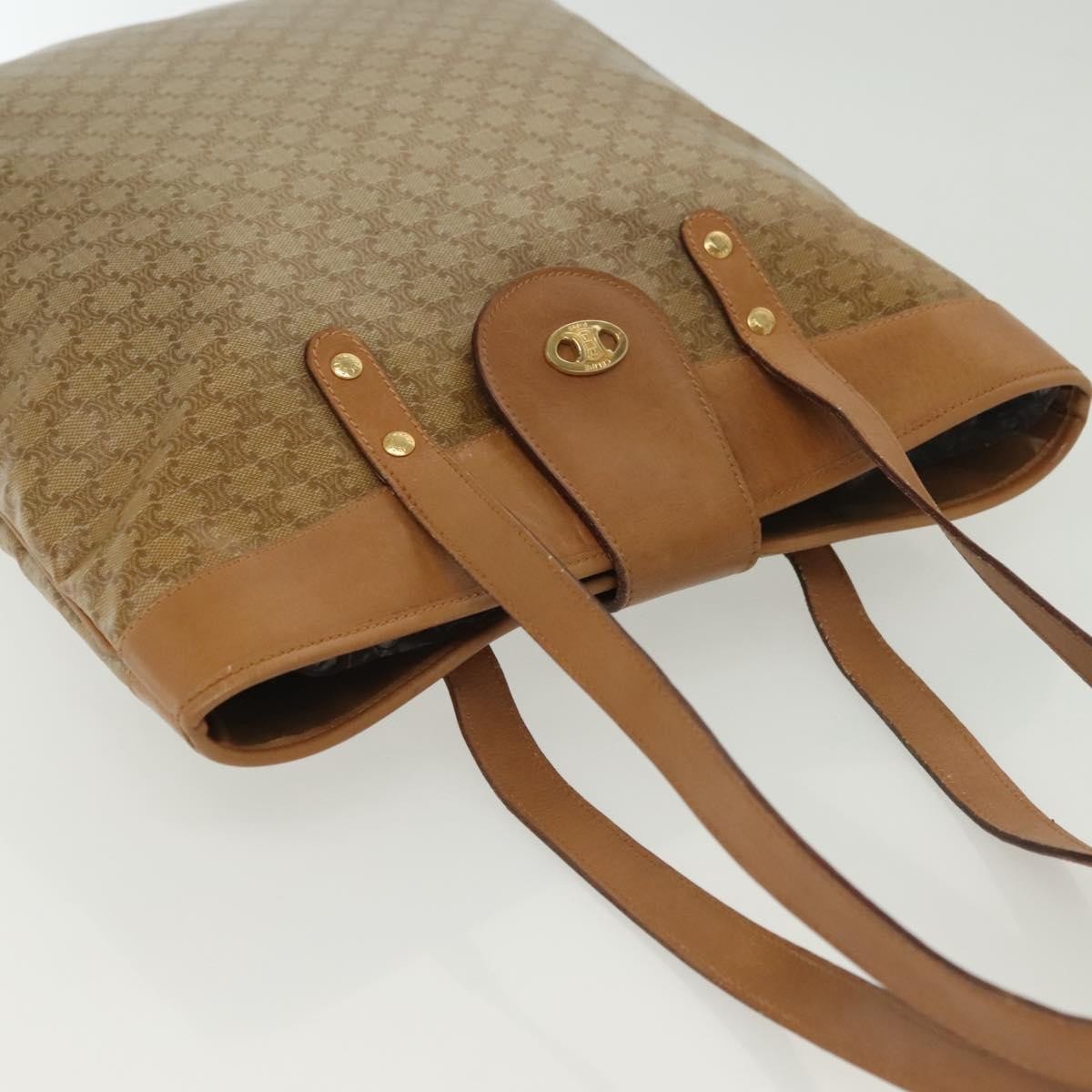 Celine Vintage Macadam Shopper Tote Coated Canvas, BEIGE, PVC, Tote bag