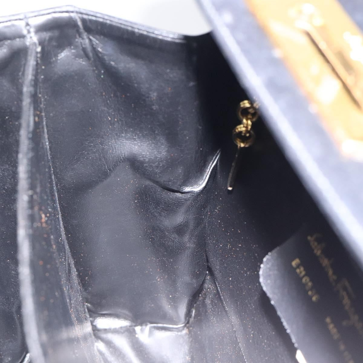 Salvatore Ferragamo Gancini handbag Leather, BLACK, LEATHER, Handbag