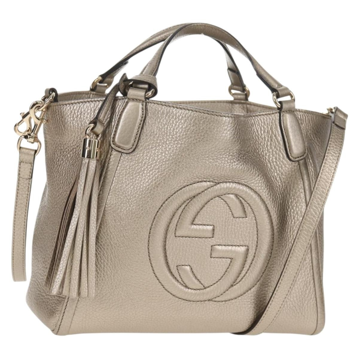 Gucci Soho Convertible Hobo Leather, GOLD, LEATHER, Handbag