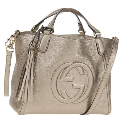 Gucci Soho Convertible Hobo Leather, GOLD, LEATHER, Handbag