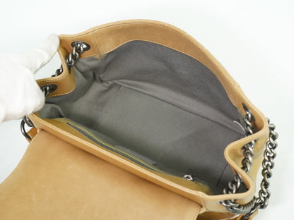 Chanel Boy Accordion Flap Bag Quilted Lambskin, BEIGE, LEATHER, Shoulder bag