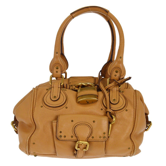 Chloe Paddington Lock Handbag Leather, BEIGE, LEATHER, Handbag