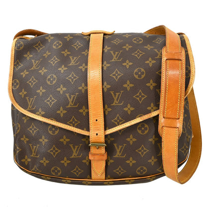 Louis Vuitton Saumur Handbag Monogram Canvas, BROWN, CANVAS, Shoulder bag