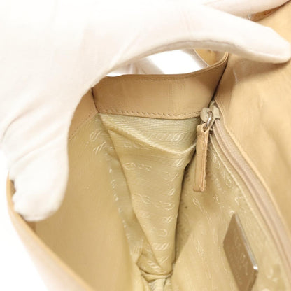 Prada Madras Shoulder Bag Leather, BEIGE, LEATHER, Shoulder bag
