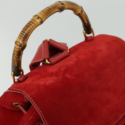 Gucci Bamboo Tassel Backpack Suede, RED, SUEDE, Backpack