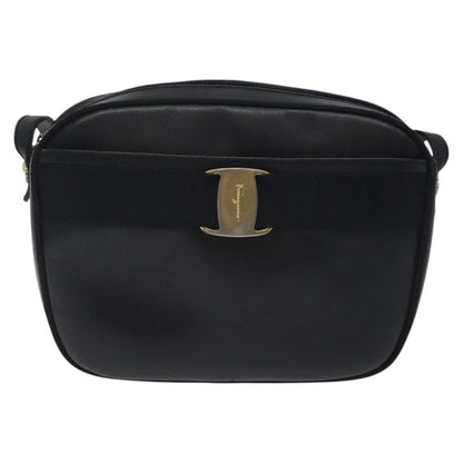 Salvatore Ferragamo Vala Shoulder Bag Leather, NAVY, LEATHER, Shoulder bag