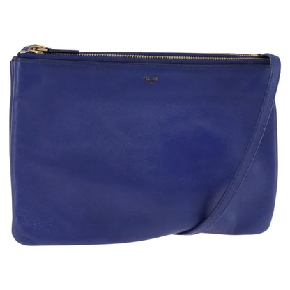 Celine Trio Crossbody Bag Leather, BLUE, LEATHER, Crossbody bag