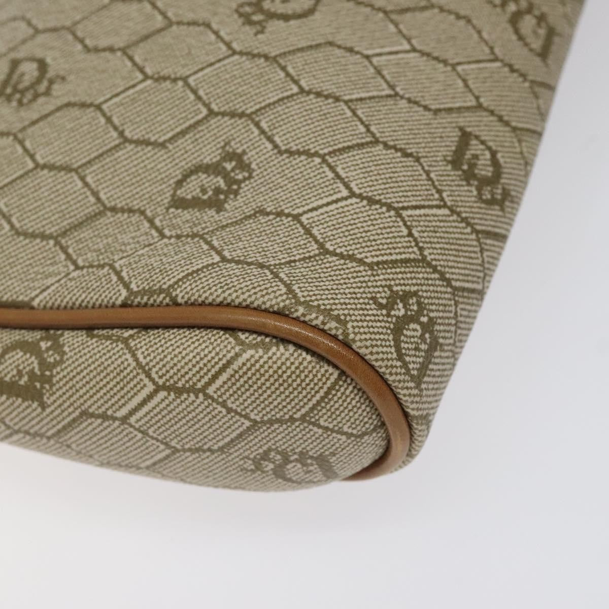 Christian Dior Vintage Honeycomb Zip Pouch Coated Canvas, BEIGE, PVC, Clutche & pouche