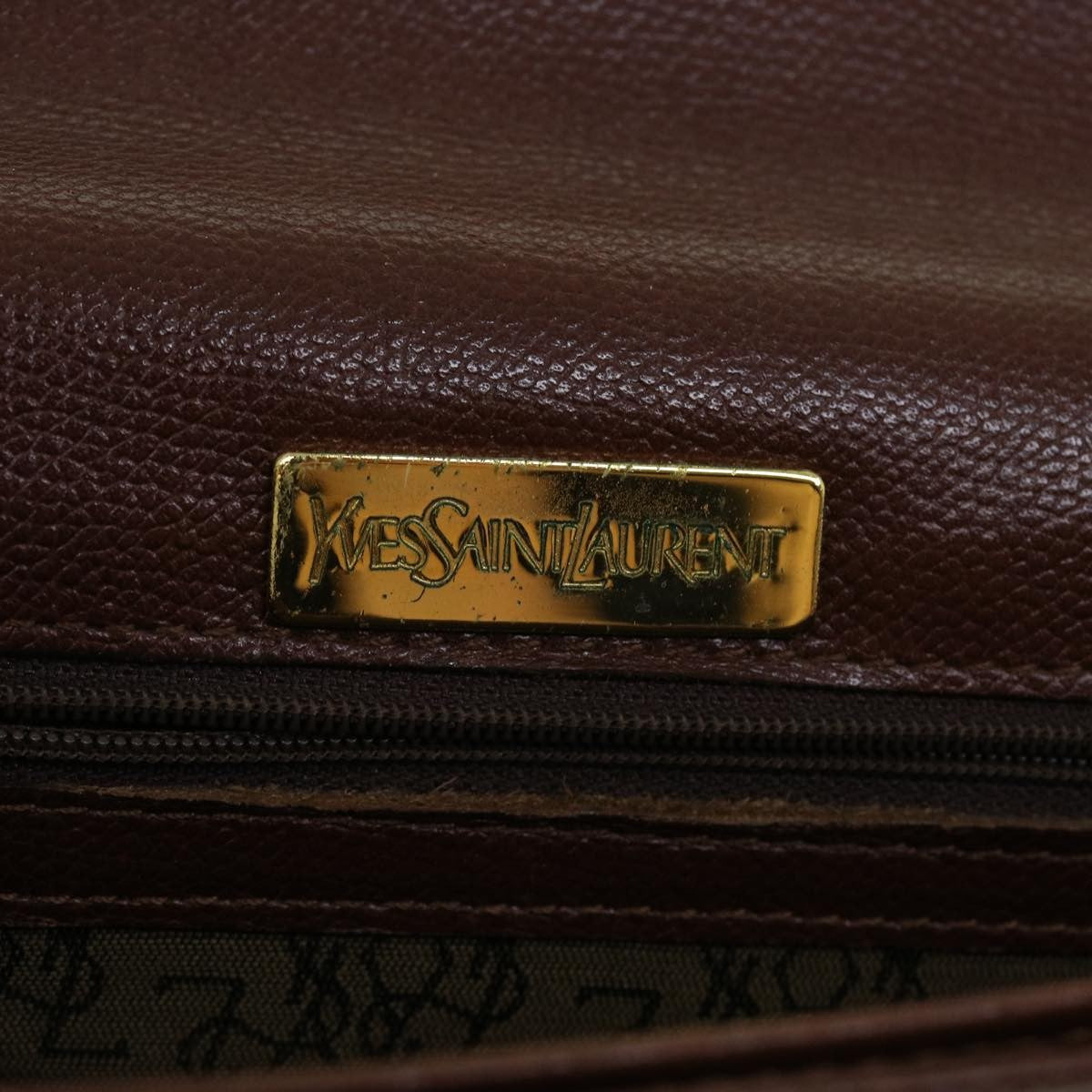 Saint Laurent Vintage Flap Document Holder Leather, BROWN, LEATHER, Briefcase