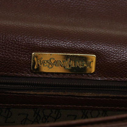 Saint Laurent Vintage Flap Document Holder Leather, BROWN, LEATHER, Briefcase