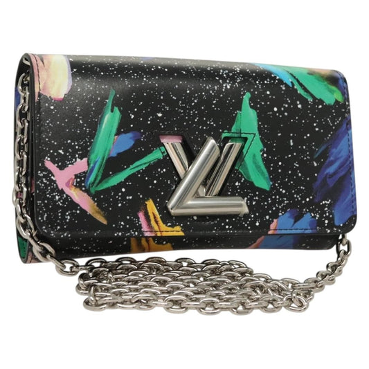 Louis Vuitton Twist Chain Wallet Limited Edition Printed Leather, BLACK, LEATHER, Clutche & pouche