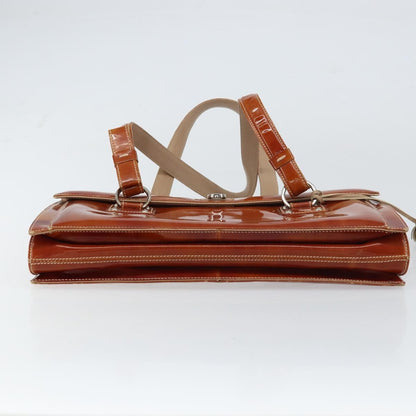 Salvatore Ferragamo Gancini handbag Patent leather, BROWN, PATENT_LEATHER, Handbag