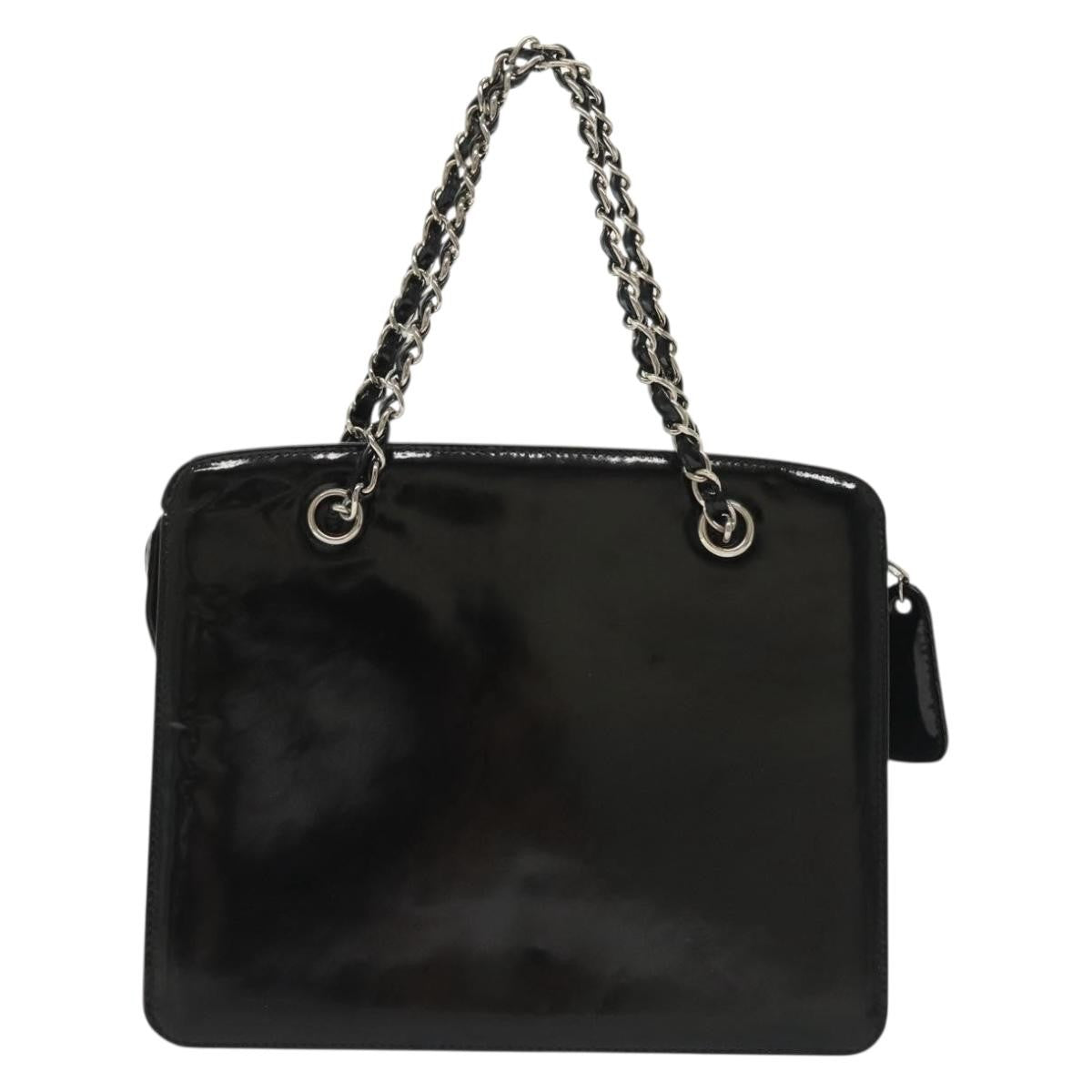 Chanel Vintage CC Lock Pocket Chain Tote Patent, BLACK, PATENT_LEATHER, Handbag