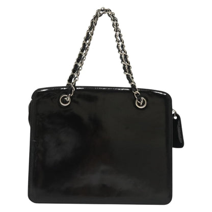 Chanel Vintage CC Lock Pocket Chain Tote Patent, BLACK, PATENT_LEATHER, Handbag
