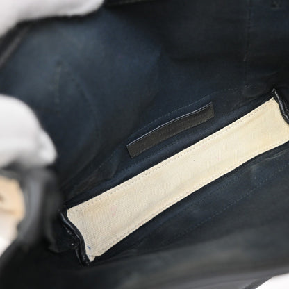 Balenciaga Navy Cabas Canvas with Leather, NAVY, CANVAS, Tote bag