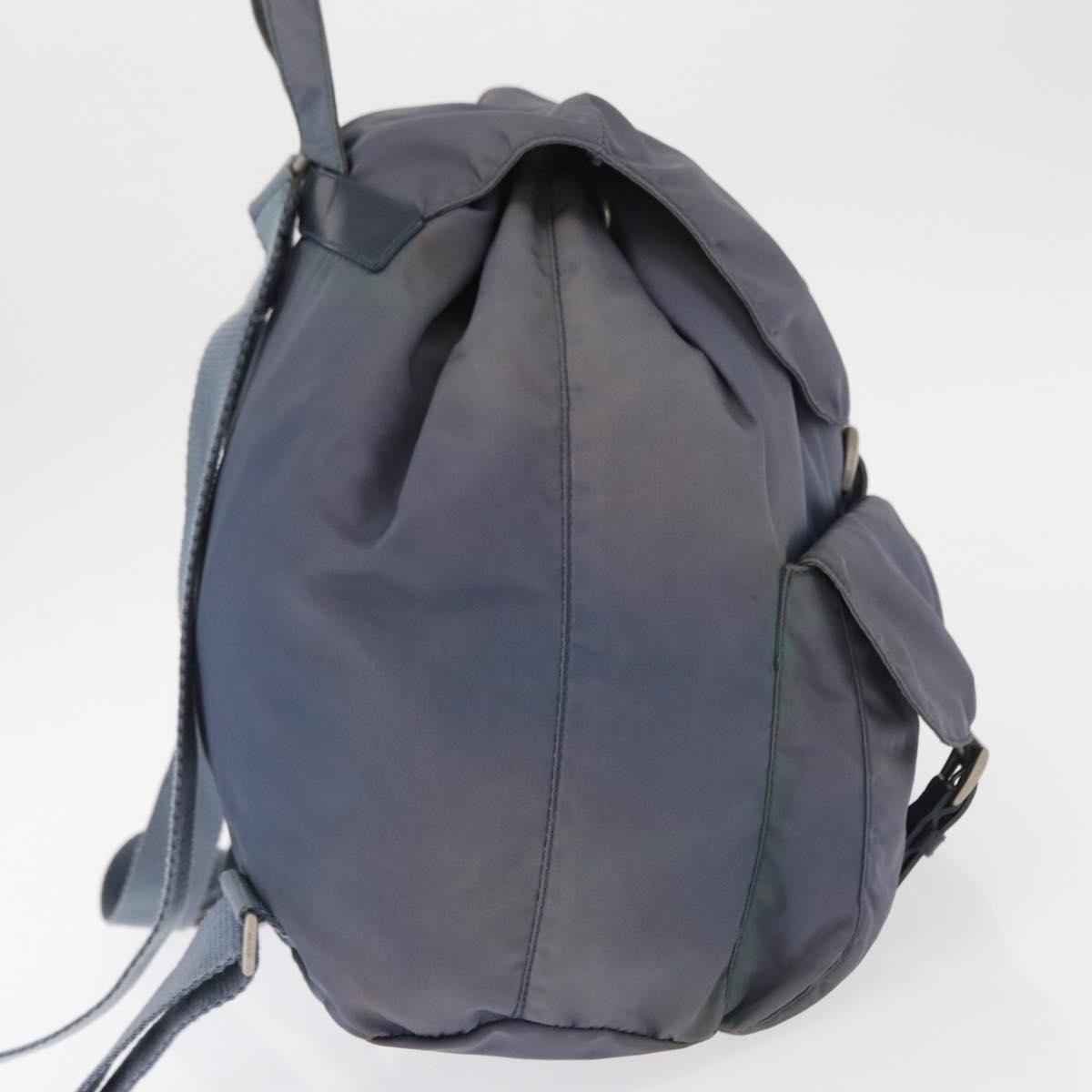 Prada Vela Double Front Pocket Backpack Tessuto with Saffiano Leather, BLUE, NYLON, Backpack