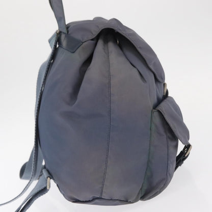 Prada Vela Double Front Pocket Backpack Tessuto with Saffiano Leather, BLUE, NYLON, Backpack