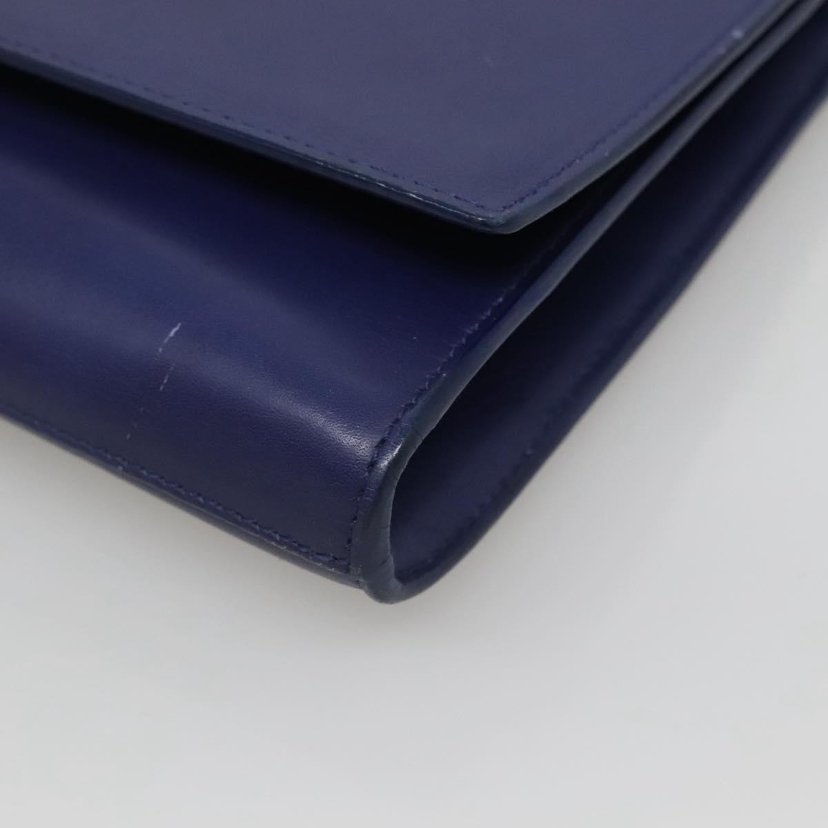 Saint Laurent Chyc Clutch Leather, BLUE, LEATHER, Clutche & pouche