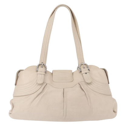 Salvatore Ferragamo Gancini Shoulder Bag Leather, WHITE, LEATHER, Shoulder bag