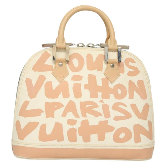 Louis Vuitton Alma Handbag Limited Edition Graffiti Leather, WHITE, CANVAS, Handbag