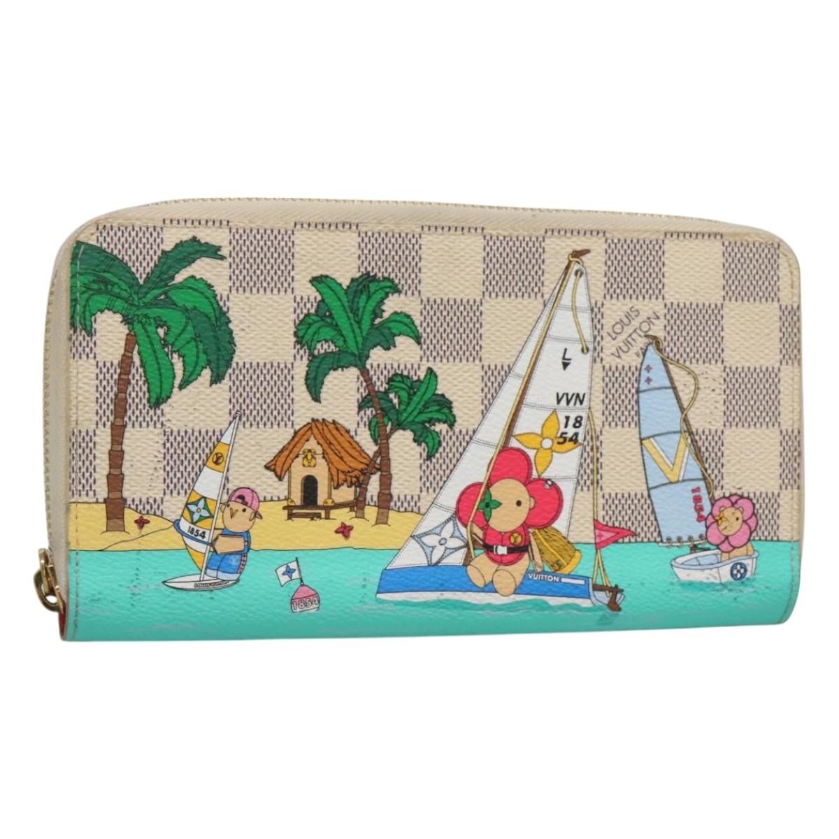 Louis Vuitton Porte-Monnaie Zippy Wallet Damier Azur Vivienne, White, Canvas, Wallet