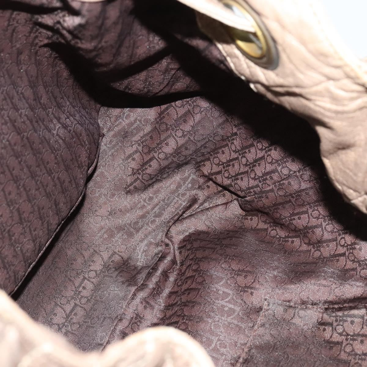 Christian Dior Drawstring Bucket Bag Cannage Quilt Leather, BROWN, LEATHER, Shoulder bag